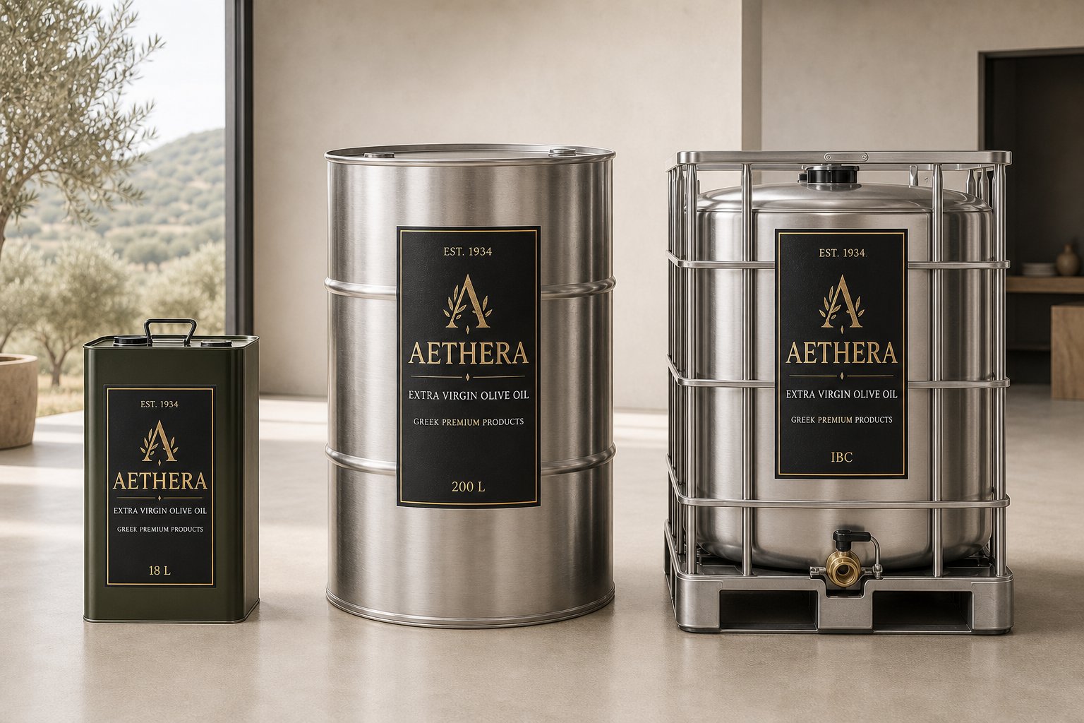 AETHERA bulk olive oil formats