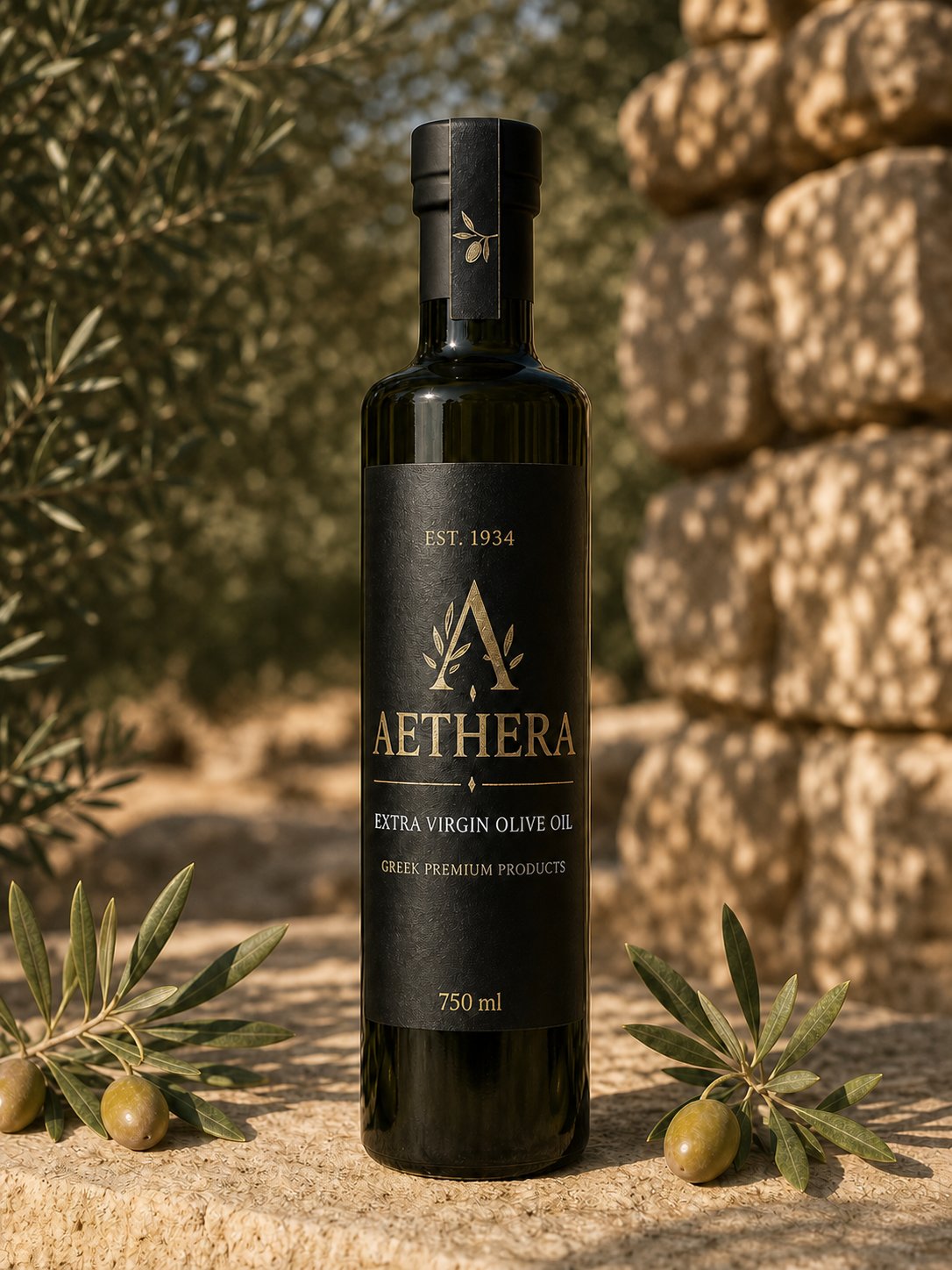AETHERA extra virgin olive oil bottle
