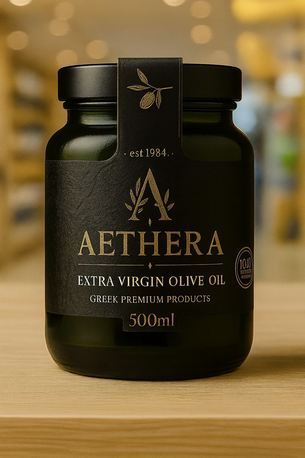 Premium AETHERA extra virgin olive oil bottle