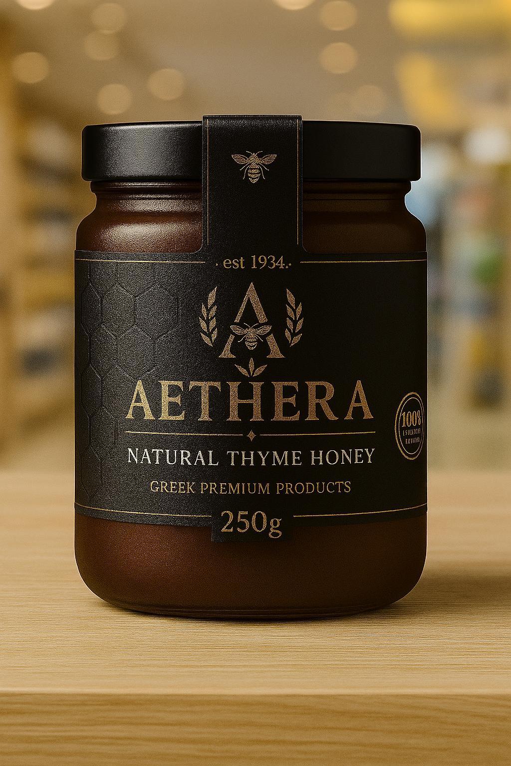 Premium AETHERA thyme honey jar