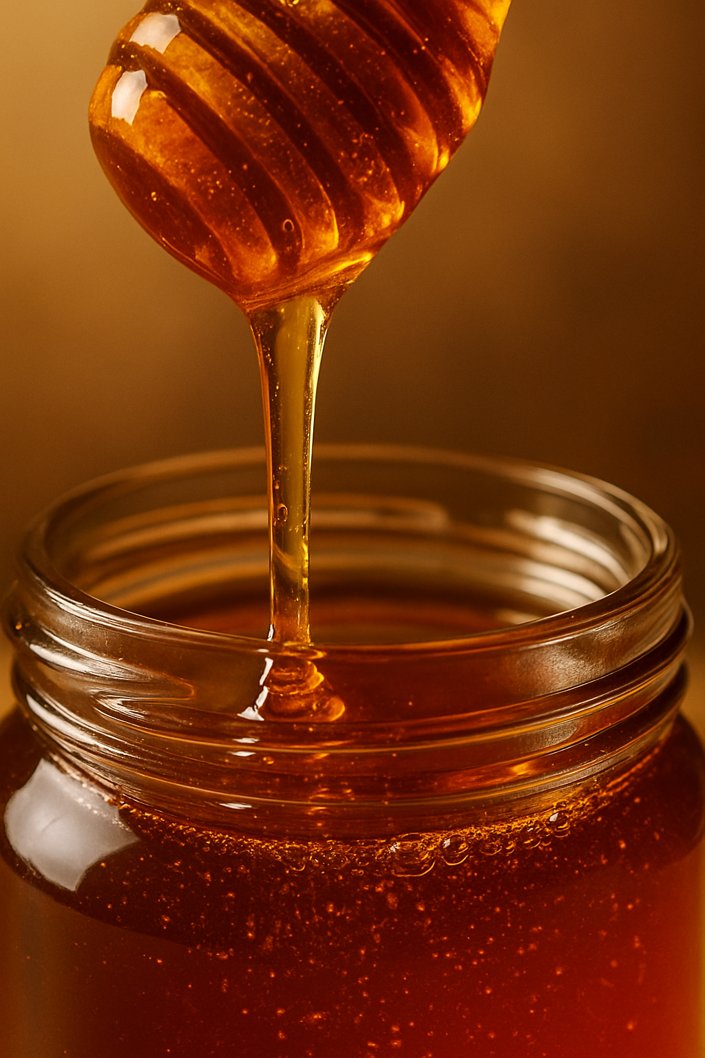 Close-up of AETHERA thyme honey being poured